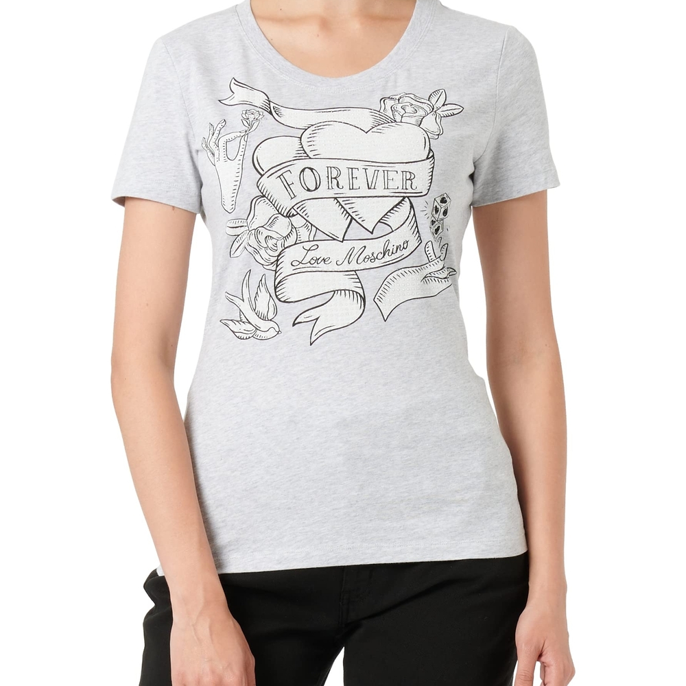 Love Moschino Light Gray Forever Tee